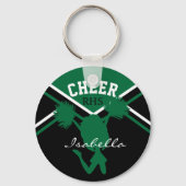 ダークグリーン、ホワイト、ブラックのチアリーダー キーホルダー (正面)