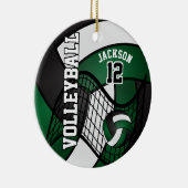 ダークグリーン、ホワイト&ブラックバレーボール🏐 セラミックオーナメント (右)