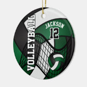 ダークグリーン、ホワイト&ブラックバレーボール🏐 セラミックオーナメント (左)