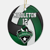 ダークグリーン、ホワイト、ブラックバレーボール🏐 セラミックオーナメント (左)