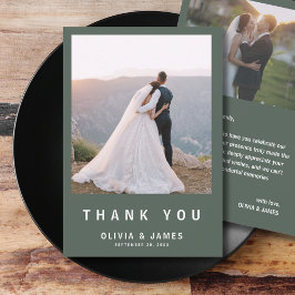 ダークグリーン | ミニマモダンリス結婚トの感謝 サンキューカード