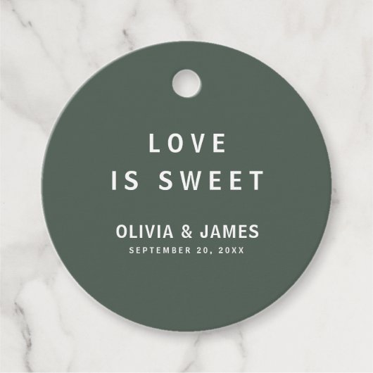 ダークグリーン | ミニマモダン結婚リストの甘い愛 フェイバータグ (正面)