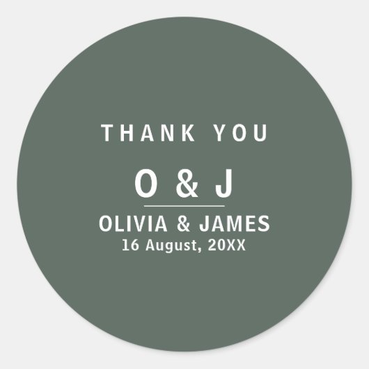 ダークグリーン | ミニマル結婚スカンジさん ラウンドシール (正面)