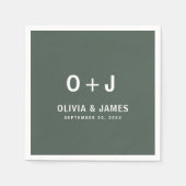 ダークグリーン | モスモダンミニマル結婚スチ スタンダードカクテルナプキン (正面)