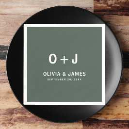 ダークグリーン | モスモダンミニマル結婚スチ スタンダードカクテルナプキン