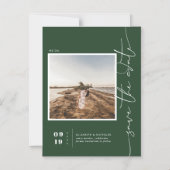 ダークグリーン|日モダン付ミニマル写真の保存 マグネット招待状 (正面)