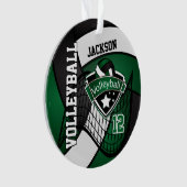 ダークグリーン、白黒バレーボール🏐❤ オーナメント (正面)
