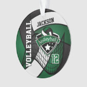 ダークグリーン、白黒バレーボール🏐❤ オーナメント (正面)