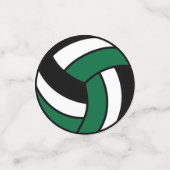 ダークグリーン、白黒バレーボール コンフェッティ (スモール正面)