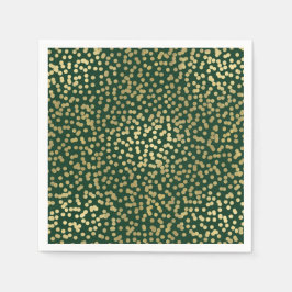 ダークグリーン&金ゴールドドット紙吹雪グエレガントラム スタンダードカクテルナプキン