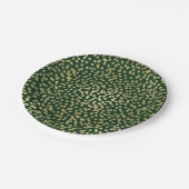 ダークグリーン&金ゴールドドット紙吹雪グエレガントラム ペーパープレート (アングル)