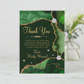 ダークグリーン&金ゴールドフェイクグリッターアガテスウィート16 サンキューカード (スタンド正面)