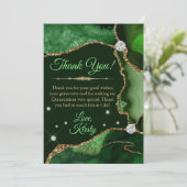 ダークグリーン&金ゴールドフェイクグリッターアゲートキンセニェラ サンキューカード (スタンド正面)