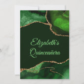 ダークグリーン&金ゴールドフェイクグリッターアゲートキンセニェラ サンキューカード (裏面)