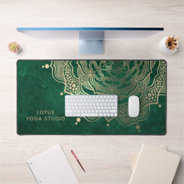 ダークグリーン&金ゴールドマンダララグジュアリー霊気ヨガスタジオ デスクマット