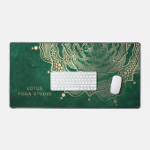 ダークグリーン&金ゴールドマンダララグジュアリー霊気ヨガスタジオ デスクマット (キーボード&マウス)