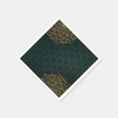 ダークグリーン&金ゴールドモロッコアラビアンナイト結婚ズ スタンダードカクテルナプキン (角)
