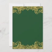 ダークグリーン&金ゴールドレースエレガントウェディング 招待状 (裏面)