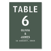 ダークグリーン | Moss Minimalist Scandiモダン結婚の テーブルナンバー (裏面)