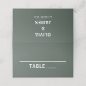 ダークグリーン | Moss Minimalist Scandiモダン結婚の プレイスカード (外部開封)