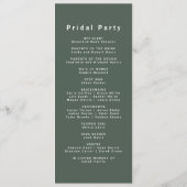 ダークグリーン | Moss Minimalist Scandiモダン結婚の プログラム (裏面)