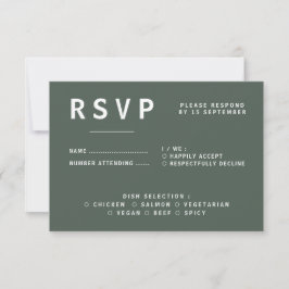 ダークグリーン | Moss Minimalist Scandiモダン結婚の 出欠カード