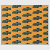 ダークグリーンC8コルベットのスポーツカーハンドドロッド ラッピングペーパー (フラット)