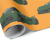 ダークグリーンC8コルベットのスポーツカーハンドドロッド ラッピングペーパー (ロールコーナー)