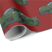 ダークグリーンC8コルベットのスポーツカーハンドドロッド ラッピングペーパー (ロールコーナー)