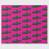 ダークグリーンC8コルベットのスポーツカーハンドドロッド ラッピングペーパー (フラット)