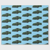 ダークグリーンC8コルベットのスポーツカーハンドドロッド ラッピングペーパー (フラット)