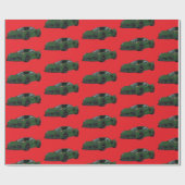 ダークグリーンC8コルベットのスポーツカーハンドドロッド ラッピングペーパー (フラット)