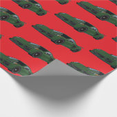ダークグリーンC8コルベットのスポーツカーハンドドロッド ラッピングペーパー (角)