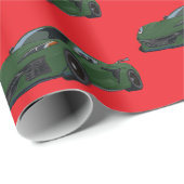 ダークグリーンC8コルベットのスポーツカーハンドドロッド ラッピングペーパー (ロールコーナー)