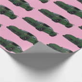 ダークグリーンC8コルベットのスポーツカーハンドドロッド ラッピングペーパー (角)