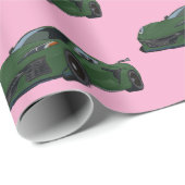 ダークグリーンC8コルベットのスポーツカーハンドドロッド ラッピングペーパー (ロールコーナー)