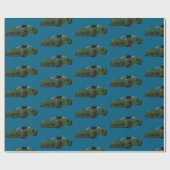 ダークグリーンC8コルベットのスポーツカーハンドドロッド ラッピングペーパー (フラット)