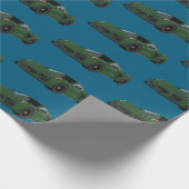 ダークグリーンC8コルベットのスポーツカーハンドドロッド ラッピングペーパー (角)