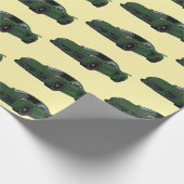 ダークグリーンC8コルベットのスポーツカーハンドドロッド ラッピングペーパー (角)