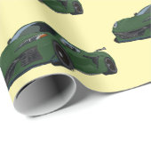 ダークグリーンC8コルベットのスポーツカーハンドドロッド ラッピングペーパー (ロールコーナー)