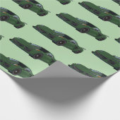 ダークグリーンC8コルベットのスポーツカーハンドドロッド ラッピングペーパー (角)