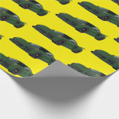 ダークグリーンC8コルベットのスポーツカーハンドドロッド ラッピングペーパー (角)