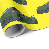 ダークグリーンC8コルベットのスポーツカーハンドドロッド ラッピングペーパー (ロールコーナー)