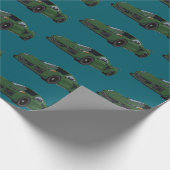 ダークグリーンC8コルベットのスポーツカーハンドドロッド ラッピングペーパー (角)