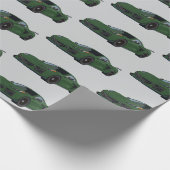 ダークグリーンC8コルベットのスポーツカーハンドドロッド ラッピングペーパー (角)