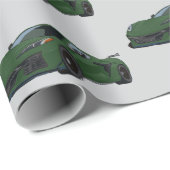 ダークグリーンC8コルベットのスポーツカーハンドドロッド ラッピングペーパー (ロールコーナー)