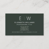 ダークグリーンQRコードモノグラムミニマルモダンリスト 名刺 (裏面)