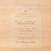 ダークグレイエレガント白フォーマル書結婚の アクリル招待状 (正面)