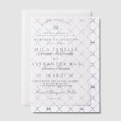 ダークグレイエレガント白フォーマル書結婚の ベラム紙招待状 (オフセット (招待状))