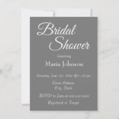 ダークグレイシンプルスタイルブライダルシャワー 招待状 (正面)
